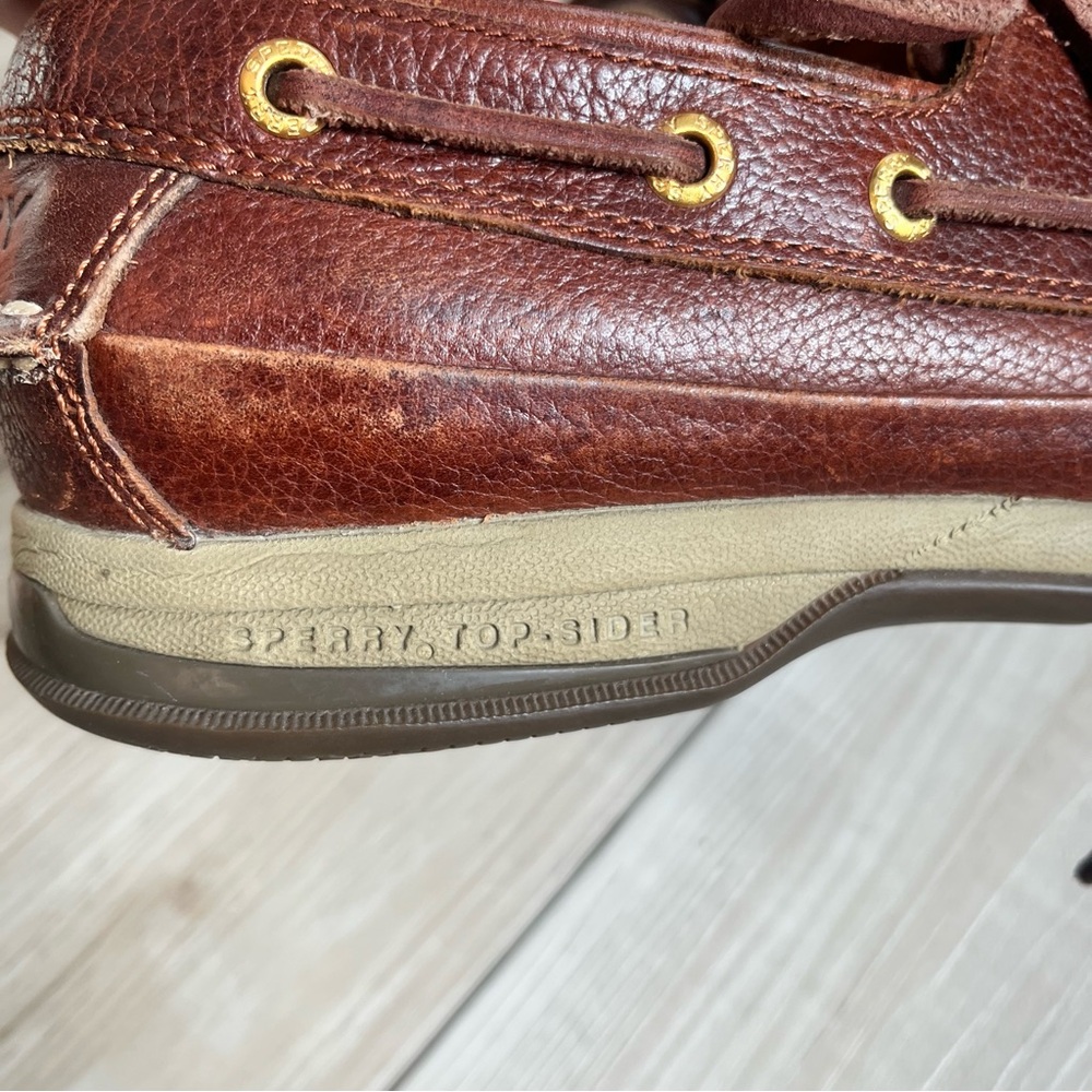 Men's Sperry top-sider Premium Leather Boat Shoes in Rich Brown - Picture 6 of 7